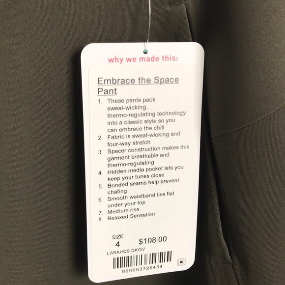 NWT DKOV LULULEMON EMBRACE THE SPACE PANT - - 4 - Picture 6 of 8